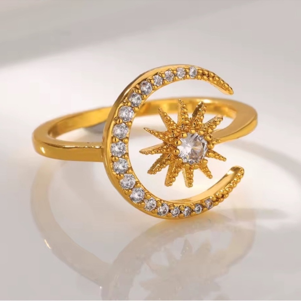 Moon Gold Star Stainless Steel Adjustable Waterproof Ring